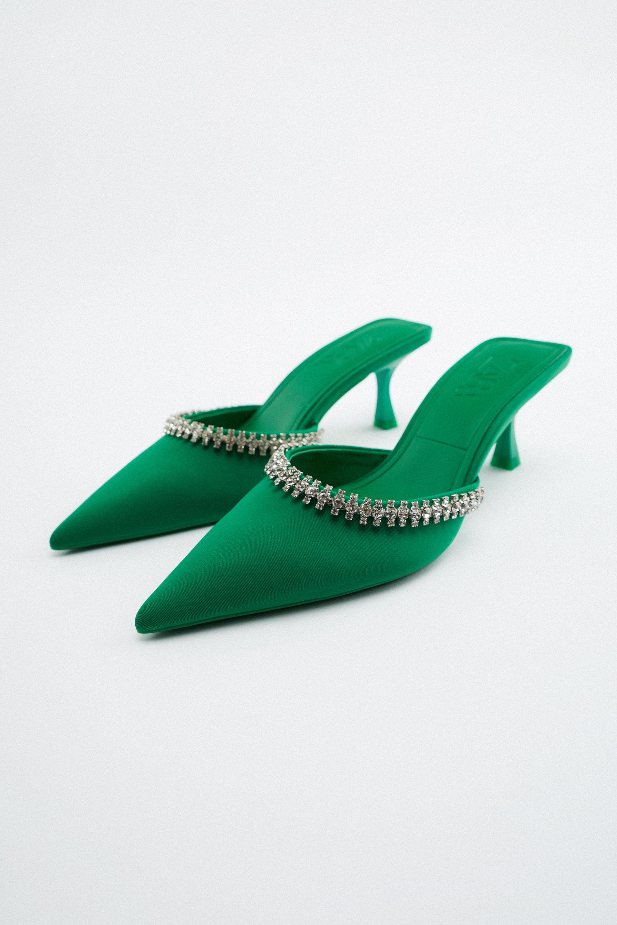 Zara green mules hotsell